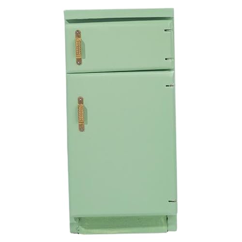 Puppenhausmöbel, Holzspielzeugkühlschrank im Maßstab 1:12, grün, einfache Puppenhausküche im Retro-Stil, Miniatur, empfindlicher Kühlschrank, Modelldekor, realistisches Zubehör, Rollenspiel, Pupp Puppenhausmöbel, Holzspielzeugkühlschrank im Maßstab 1:12, grün, einfache Puppenhausküche im Retro-Stil, Miniatur, empfindlicher Kühlschrank, Modelldekor, realistisches Zubehör, Rollenspiel, Pupp von SunaOmni