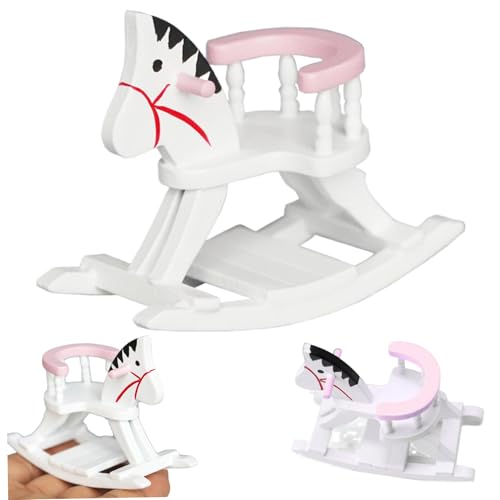 Puppenhausmöbel Schaukelpferd Puppenstuhl, Holz 1 12 Maßstab Puppenhausmöbel Niedliches Hahnenpferd Dekoration Modell Babyzimmer Puppenstuhl 1 12 Maßstab von SunaOmni