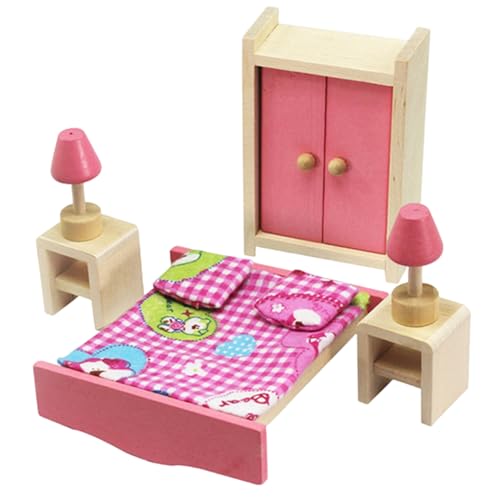 Puppenhausmöbel-Set aus Holz im Maßstab 1:12. Puppenhausmöbel-Set aus Holz enthält großes Bett, 2 Nachttische mit Lampe und Schrank. DIY- für Kinder. Puppenhausbett. Puppenhausmöbe Puppenhausmöbel-Set aus Holz im Maßstab 1:12. Puppenhausmöbel-Set aus Holz enthält großes Bett, 2 Nachttische mit Lampe und Schrank. DIY- für Kinder. Puppenhausbett. Puppenhausmöbe von SunaOmni