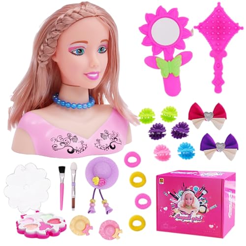 Puppenkopf zum Frisieren, 35-teilig/Set, simulierte Styling-Kopfpuppe für Kinder, Fantasie und Schminken, Lernen, Rollenspielspielzeug für Mädchen, Geschenke für Mädchen, Set 2, Schlangenspielzeu von SunaOmni
