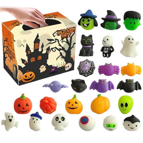 Quetschspielzeug, 24-teilig/Set, Stressspielzeug mit Halloween-Motiven für Kinder und Erwachsene, Cartoon-Design, Bezauberndes Halloween-Spielzeug für -Leckereien, Keine Süßigkeiten, Hal von SunaOmni