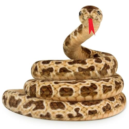 Schlangen-Plüschtier für Halloween, 200 cm, Simulationsschlange mit herausgestreckter Zunge, mit Baumwolle gefüllte Plüschschlange für Partystreiche, braune Plüschschlange von SunaOmni