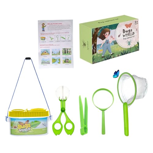 Schmetterlingsfänger-Set für Kinder, 6-teilig/Set, Schmetterlingsfang-, Critter Keeper, Schmetterlingshaus, Lebensraum mit Lupe, Pinzette, Käfig, Netz und Anleitung für die wissenschaftliche E von SunaOmni