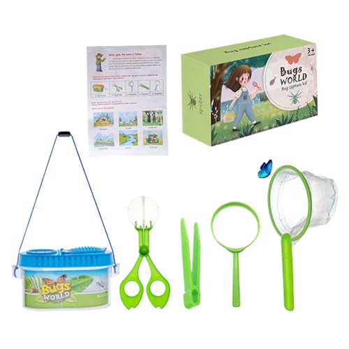 Schmetterlingsfänger-Set für Kinder, 6-teiliges Set, Schmetterlingsfang-, Critter Keeper, Schmetterlingshaus-Lebensraum mit Lupe, Pinzette, Käfig, Netz und Anleitung für wissenschaftliche Erku Schmetterlingsfänger-Set für Kinder, 6-teiliges Set, Schmetterlingsfang-, Critter Keeper, Schmetterlingshaus-Lebensraum mit Lupe, Pinzette, Käfig, Netz und Anleitung für wissenschaftliche Erku von SunaOmni