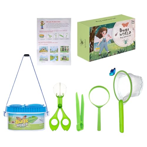 Schmetterlingsfänger-Set für Kinder, 6-teiliges Set, Schmetterlingsfang-, Critter Keeper, Schmetterlingshaus-Lebensraum mit Lupe, Pinzette, Käfig, Netz und Anleitung für wissenschaftliche Erku Schmetterlingsfänger-Set für Kinder, 6-teiliges Set, Schmetterlingsfang-, Critter Keeper, Schmetterlingshaus-Lebensraum mit Lupe, Pinzette, Käfig, Netz und Anleitung für wissenschaftliche Erku von SunaOmni