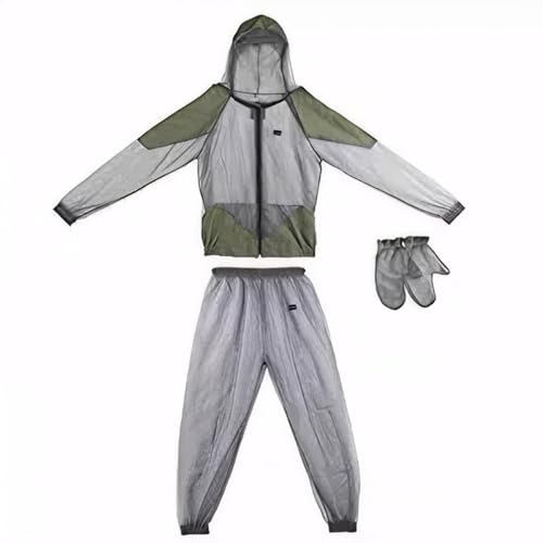 Set Mückenanzug, durchscheinende, atmungsaktive Anti-Mücken-Kleidung mit Reißverschluss – Jacke, Kapuze & Hose & Handschuhe, leichte Netzkleidung zum Schutz beim Jagen, Angeln, Herren, Damen, M Set Mückenanzug, durchscheinende, atmungsaktive Anti-Mücken-Kleidung mit Reißverschluss – Jacke, Kapuze & Hose & Handschuhe, leichte Netzkleidung zum Schutz beim Jagen, Angeln, Herren, Damen, M von SunaOmni