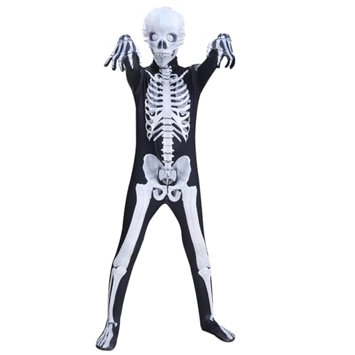 Skelettkostüm für Kinder, Polyester, Halloween-Kostüme, gruseliger schwarz-weißer Body, Skelett-Onesie, Unisex-Overall zum Anziehen, Cosplay-Party, Anzug für 6–7 Jahre, Katzen-Cosplay, Katzenschw Skelettkostüm für Kinder, Polyester, Halloween-Kostüme, gruseliger schwarz-weißer Body, Skelett-Onesie, Unisex-Overall zum Anziehen, Cosplay-Party, Anzug für 6–7 Jahre, Katzen-Cosplay, Katzenschw von SunaOmni