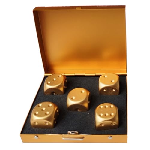 Stück goldene Würfel mit silberner Aufbewahrungsbox, 6-seitiger Würfel mit abgerundeten Ecken, 0, 6 Zoll große goldene aus Aluminiumlegierung, tragbarer Ersatzwürfel für Brettspiele, Metall Stück goldene Würfel mit silberner Aufbewahrungsbox, 6-seitiger Würfel mit abgerundeten Ecken, 0, 6 Zoll große goldene aus Aluminiumlegierung, tragbarer Ersatzwürfel für Brettspiele, Metall von SunaOmni
