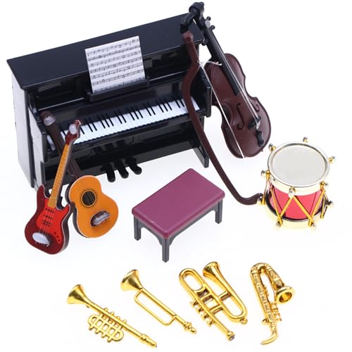 SunaOmni 1 Set Puppenhaus-Miniaturen, Mini-Instrumente aus Kunststoff, einschließlich Mini-Saxophon, Kleiner Violine, Klavier und mehr für Puppenhaus-Zubehör, kleine Violine, Instrumente, Saxophon SunaOmni 1 Set Puppenhaus-Miniaturen, Mini-Instrumente aus Kunststoff, einschließlich Mini-Saxophon, Kleiner Violine, Klavier und mehr für Puppenhaus-Zubehör, kleine Violine, Instrumente, Saxophon von SunaOmni