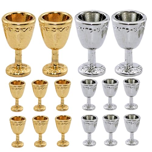 SunaOmni 16 Stück Mini-Sektflaschen, Silber- und Goldlegierung, kleine Sektflaschen, Puppenhaus-Miniaturen für die Dekoration zu Hause, Puppenhaus-Dekoration, kleine, Mini-Wein, Zu von SunaOmni