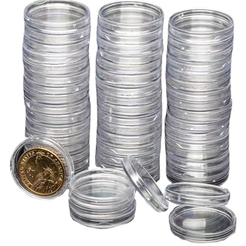 SunaOmni 60 Stück Münzhalter, 1, 57 x 0, 12 Zoll, durchsichtig, schützend, kleine Münzhalter, Aufbewahrungsbox für Sammler, Münzetui, Münzetuis, für Sammler von SunaOmni