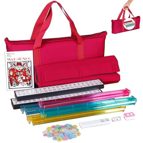 SunaOmni Amerikanisches Mahjong-Set, klassisches amerikanisches Mahjong-Set komplett, in voller Größe mit 166 Steinen, 4-teiligen 2-in-1-Racks/Pushern, roter weicher Tasche, Chips, Wind-Dealer SunaOmni Amerikanisches Mahjong-Set, klassisches amerikanisches Mahjong-Set komplett, in voller Größe mit 166 Steinen, 4-teiligen 2-in-1-Racks/Pushern, roter weicher Tasche, Chips, Wind-Dealer von SunaOmni