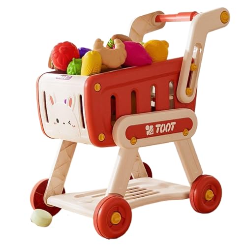 SunaOmni Einkaufswagen für Kinder, großer Einkaufswagen für Kleinkinder, sicheres -Set für Kinder mit 13 zufällig ausgewählten Obst- und Gemüsesorten, pädagogisches Spielzeug für Lebensmittel von SunaOmni