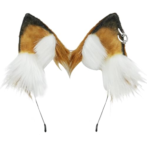 SunaOmni Fuchsohr, 22, 1 x 19, 1 cm, weiche Pelzohren, tragbare Kunstfell-Therian-Ohren, verstellbares Wolfskatzenohren-Stirnband für Party-Cosplay-Kostümzubehör, kamelweiße Wolfsohren, Haustierohren SunaOmni Fuchsohr, 22, 1 x 19, 1 cm, weiche Pelzohren, tragbare Kunstfell-Therian-Ohren, verstellbares Wolfskatzenohren-Stirnband für Party-Cosplay-Kostümzubehör, kamelweiße Wolfsohren, Haustierohren von SunaOmni