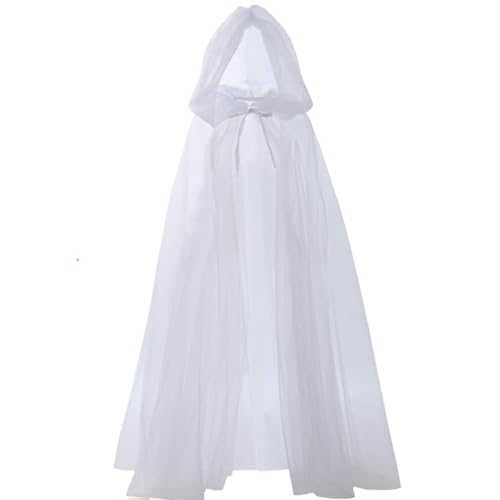 SunaOmni Hexenkostüm Halloween Vintage Renaissance Besticktes transparentes Geisterbrautkostüm Gruseliges Geisterkostüm für Halloween, Cosplay Spukhaus (Weiß) Geisterkostüm Zaubererumhang von SunaOmni