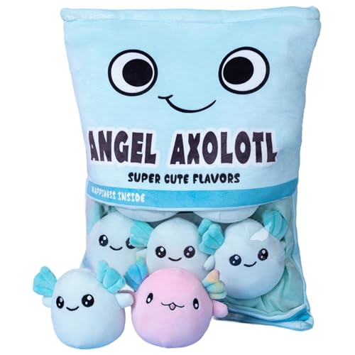 SunaOmni Kawaii-Kissen, weiches, bequemes Snack-Beutel-Axolotl-Plüschtier, abnehmbare Kawaii-Plüschtiere mit Reißverschluss, Axolotl-Stofftier für Kinder, Mädchen, Geburtstagsgeschenk, blaues -Kisse SunaOmni Kawaii-Kissen, weiches, bequemes Snack-Beutel-Axolotl-Plüschtier, abnehmbare Kawaii-Plüschtiere mit Reißverschluss, Axolotl-Stofftier für Kinder, Mädchen, Geburtstagsgeschenk, blaues -Kisse von SunaOmni