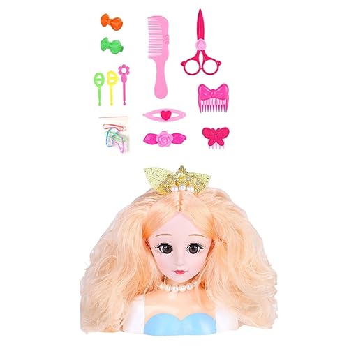SunaOmni Kinder-Frisierkopf-Puppe, Mädchen, Friseur-Styling-Make-up-Puppenkopf-Zubehör, 12-teiliges Kinder-Frisier-Make-up-Puppen-Puppenkopf zum Haarstyling, Styling-Kopf-Puppe für Mädchen SunaOmni Kinder-Frisierkopf-Puppe, Mädchen, Friseur-Styling-Make-up-Puppenkopf-Zubehör, 12-teiliges Kinder-Frisier-Make-up-Puppen-Puppenkopf zum Haarstyling, Styling-Kopf-Puppe für Mädchen von SunaOmni