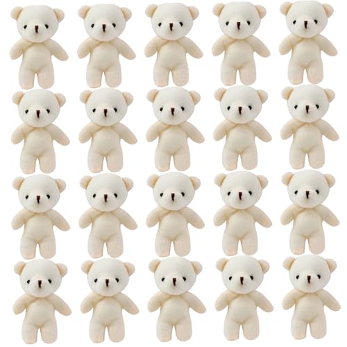 SunaOmni Mini-Teddybären, 20 Stück, 10, 9 cm, Kleiner Plüsch-Teddybär, Mini-Kuscheltiere für DIY-Schlüsselanhänger, Taschen, Basteln, Geburtstags-, Abschlussfeier-Geschenk, Kleiner Teddybär, Plüsch von SunaOmni