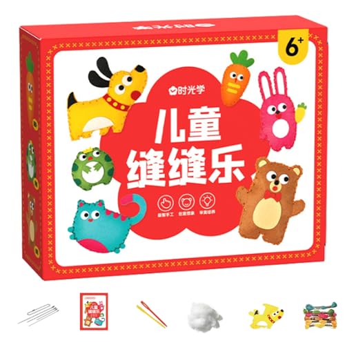 SunaOmni Nähset für Kinder ab 3 Jahren, pädagogisches DIY-Nähset für Kinder, inklusive süßer Tierpuppe, Nähgarn, Nadeln, Baumwolle, silberner Perlenkette und Anleitung für Nähanfänger, Geschenk für SunaOmni Nähset für Kinder ab 3 Jahren, pädagogisches DIY-Nähset für Kinder, inklusive süßer Tierpuppe, Nähgarn, Nadeln, Baumwolle, silberner Perlenkette und Anleitung für Nähanfänger, Geschenk für von SunaOmni