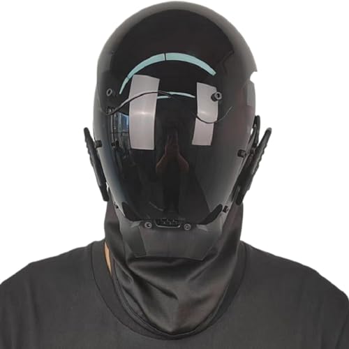 SunaOmni Punk Maske für Männer Schwarze Futuristische Maske PC Dekorative Teachwear Cyber für Cosplay Party Halloween Musik Festival Teachwear Cosplay Helm Futuristische Ma von SunaOmni