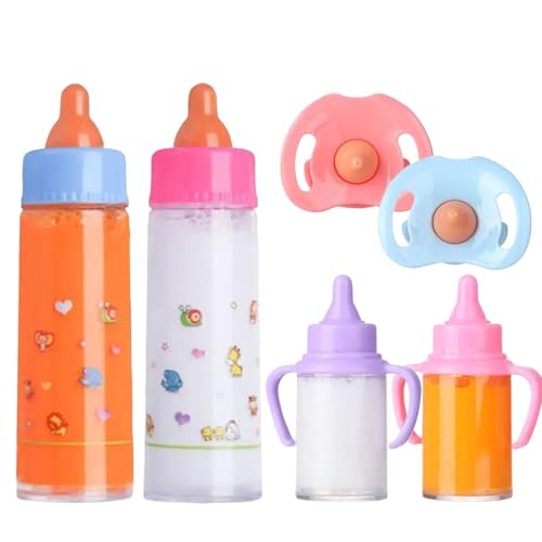 SunaOmni Puppenflaschen mit Schnullern, 6-teilig/Set, simulierte Babyflaschen für Puppen mit verschwindender Milch oder Saft, Zubehör für Rollenspiele, Geschenk für Kinder, Stil 2, Puppenschnuller SunaOmni Puppenflaschen mit Schnullern, 6-teilig/Set, simulierte Babyflaschen für Puppen mit verschwindender Milch oder Saft, Zubehör für Rollenspiele, Geschenk für Kinder, Stil 2, Puppenschnuller von SunaOmni