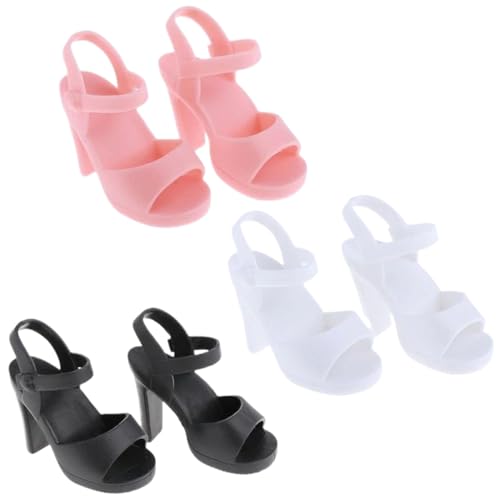 SunaOmni Puppenschuhe, 3 Paar Miniatur-High-Heel-Schuhe aus Kunststoff, Ersatz-Mini-Schuhe zum Selbermachen, passend für 1/4 Puppen, Mini-, Babypuppenschuhe, Puppenhaus-Zubehör SunaOmni Puppenschuhe, 3 Paar Miniatur-High-Heel-Schuhe aus Kunststoff, Ersatz-Mini-Schuhe zum Selbermachen, passend für 1/4 Puppen, Mini-, Babypuppenschuhe, Puppenhaus-Zubehör von SunaOmni