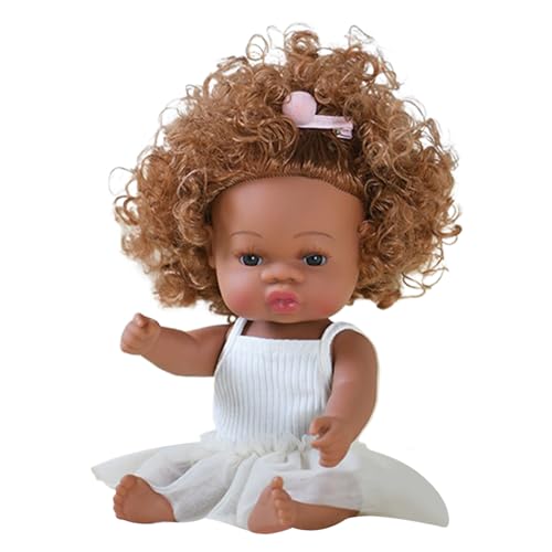 SunaOmni Schwarze Babypuppen, 13 Zoll realistische Babypuppen Mädchen mit lockigem Haar, bewegliche echte Babypuppe mit Kleidung, Babypuppe für Kleinkinder von 4–6 Jahren als Geschenk, weiße, re SunaOmni Schwarze Babypuppen, 13 Zoll realistische Babypuppen Mädchen mit lockigem Haar, bewegliche echte Babypuppe mit Kleidung, Babypuppe für Kleinkinder von 4–6 Jahren als Geschenk, weiße, re von SunaOmni