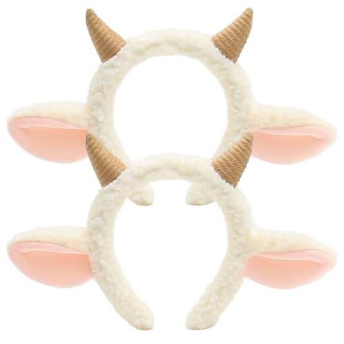 SunaOmni Stück Tier-Stirnbänder, Plüsch-Stirnband mit Ziegenhörnern, rutschfestes Haarband mit Tierohren, süßes Ziegenkostüm für Halloween-Partys, Cosplay-Stirnbänder für Frauen SunaOmni Stück Tier-Stirnbänder, Plüsch-Stirnband mit Ziegenhörnern, rutschfestes Haarband mit Tierohren, süßes Ziegenkostüm für Halloween-Partys, Cosplay-Stirnbänder für Frauen von SunaOmni