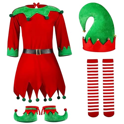 Weihnachts-elf-kostüm Für Damen Und Mädchen Elfen-kostüm Für Kinder 1 Set Süßer Klassischer Verstellbarer Gürtel Mädchen-elfen-kostüm Polyester Weihnachtskostüm Für Kinder Für Cosplay Bühne Karneval von SunaOmni