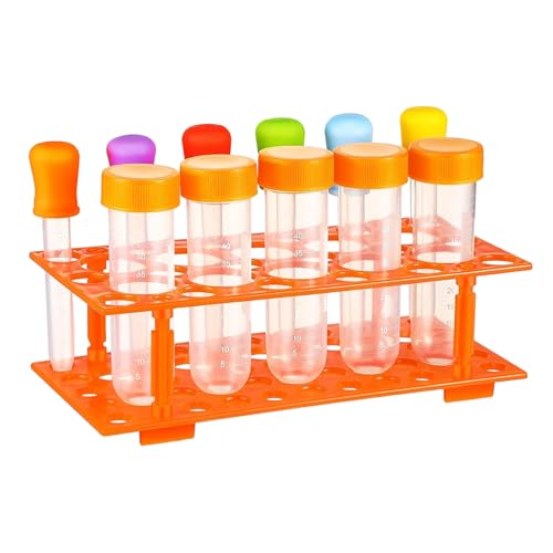Wissenschafts-Sets enthalten 5 Reagenzgläser aus Kunststoff mit Deckel, 6 Tropfer und Ständer, Chemie-Set mit Skala, Vorschulwissenschaft für kleine Wissenschaftler, Wissenschafts-Sets, wissensch von SunaOmni