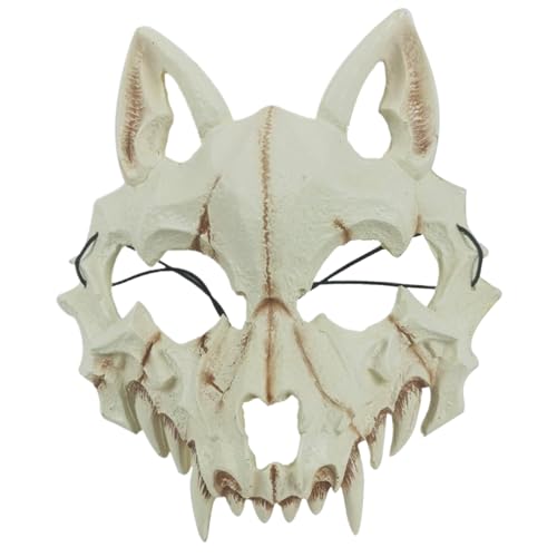 Wolfsschädelmaske, 3D-PU-Schaum, weiche Wolfsmaske im japanischen Stil, realistische Halloween-Maske, gruselige Tiermaske für Erwachsene und Kinder, Cosplay-Maske für Halloween, Karneval und Kost von SunaOmni