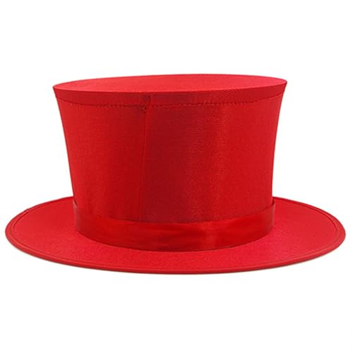 Zaubererhut, zusammenklappbarer Zylinder, Halloween-Zauberer-Kostümhut, schwarzer Zylinder mit Zwischengeschossen, Trick für Zauberer-Performance, Gimmick, Verkleidung für Halloween-Party, rote Z von SunaOmni