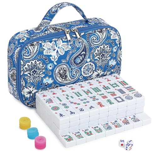 American Mahjong Spielstein-Set, 166 weiße Melamin-Fliesen mit Tragetasche, tragbares Mahjong-Spielset American Mahjong Spielstein-Set, 166 weiße Melamin-Fliesen mit Tragetasche, tragbares Mahjong-Spielset von Suncle