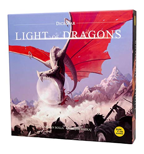 Suncoregames 180102 DiceWar - Light of Dragons, Grundspiel (Deutsch/Englisch), Kennerspiel, für 2 Spieler, Spieldauer 15-30 Minuten, Würfelspiel ohne Glück, Taktik, Strategie, Fantasy, Drache, Feuer von Suncoregames