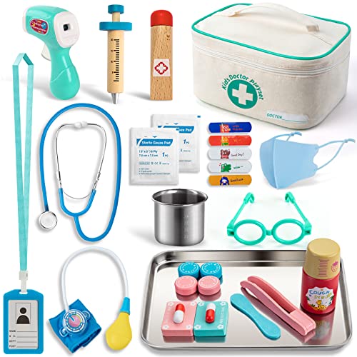 Sundaymot Arztkoffer Kinder Holz, Doktor Spielzeug mit Echt Stethoskop Thermometer, Spritze und Praktischem für Kinder Rollenspiel Medizinisches Geschenk ab 3 4 5 Jahren Jungen Sundaymot Arztkoffer Kinder Holz, Doktor Spielzeug mit Echt Stethoskop Thermometer, Spritze und Praktischem für Kinder Rollenspiel Medizinisches Geschenk ab 3 4 5 Jahren Jungen von Sundaymot