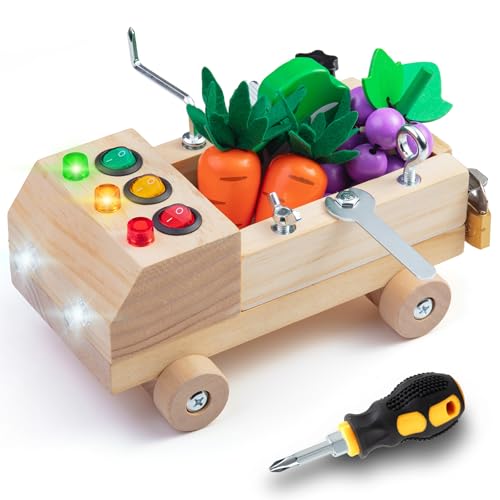 Sundaymot Montessori Schraubendreherbrett, Montessori Busy Board ab 3 Jahre, Montessori Activity Board Werkzeugkoffer Holzspielzeug Motorikspielzeug Lernspielzeug Sensorik Spielzeug für Jungen Mädchen von Sundaymot