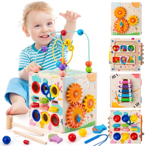 Sundaymot Motorikwürfel, 7 in 1 Motorikspielzeug Montessori Spielzeug ab 3 Jahr, Ideales Holzwürfel und Lernspielzeug, Kreative Geschenke für Jungen und Mädchen ab 3 Jahren Sundaymot Motorikwürfel, 7 in 1 Motorikspielzeug Montessori Spielzeug ab 3 Jahr, Ideales Holzwürfel und Lernspielzeug, Kreative Geschenke für Jungen und Mädchen ab 3 Jahren von Sundaymot