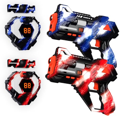 Sundelta Wiederaufladbare Laser-Tag-Pistolen, Set mit 2-360°-Sensoren von Frontweste und hinterem Ziel mit Echtzeitdaten, digitaler LED-Anzeige, Laser-Tag-Spiel für Kinder, drinnen und draußen, Sundelta Wiederaufladbare Laser-Tag-Pistolen, Set mit 2-360°-Sensoren von Frontweste und hinterem Ziel mit Echtzeitdaten, digitaler LED-Anzeige, Laser-Tag-Spiel für Kinder, drinnen und draußen, von Sundelta