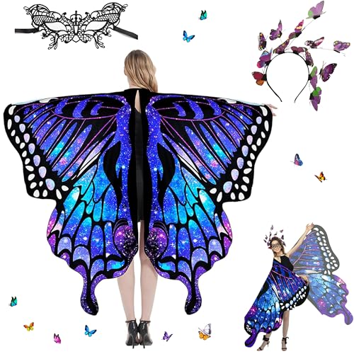 Sundonix Fasching Schmetterling Umhang für Damen - Farbenfrohes Karneval Kostüm Damen, Ideal für Karneval, Fasching und Cosplay(Polyester, Einfachseitige Druck, So lila) von Sundonix