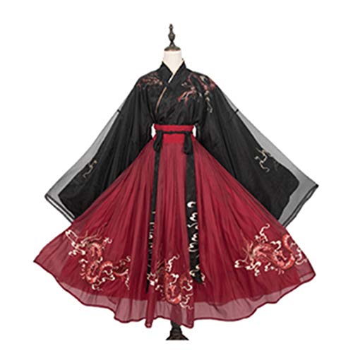 Sunery Chinesisch Hanfu Kleid Damen Kleidung Tang Anzug Uralt Traditionell Kostüm Stickerei Kleider für Bühnenshow Performances Cosplay Kostüm, XL, S142V29UGX2SY3404FYX36 von Sunery