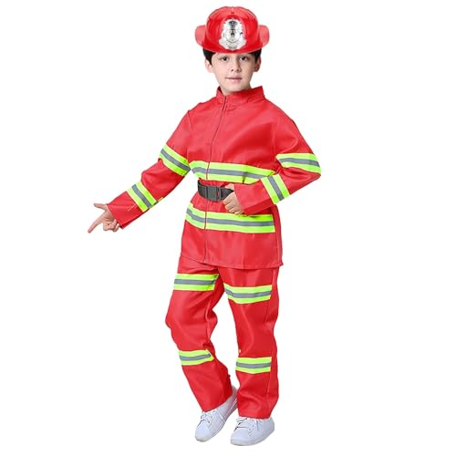 Sunfashion bauarbeiter kostüm kinder,Cosplay Set 8 Teiliges feuerwehrschlauch kinder feuerwehr kinder karneval kostüm kinder Kinderkostüme Karneval Fasching Mottoparty von Sunfashion