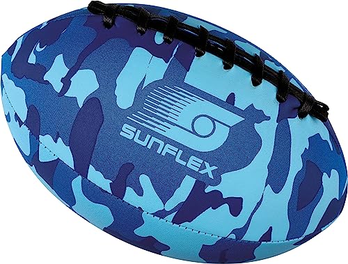 Sunflex® Neopren American Football Camo Blue | sehr griffig und lässt Sich ideal Werfen und Fangen | Ball weich und leicht für den Strand und den Garten| extrem robust und für Jede Altersgruppe von Sunflex