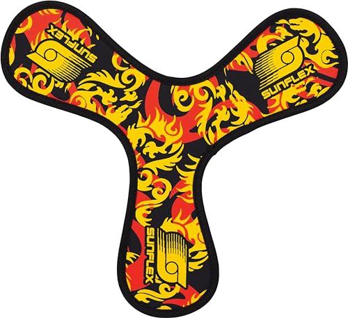 Sunflex® Neopren Cassini Flames Dragon | Leichter Bumerang für Strand und Park | wasserfest | weich | lässt Sich ohne Verletzungsgefahr fangen | extrem robust und für Jede Altersgruppe von Sunflex