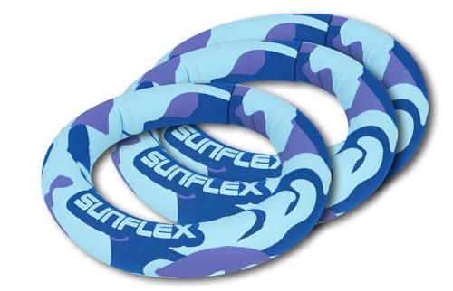 Sunflex® Tauchringe Camo Blue 3er Set | Tauchspielzeug für Pool und Schwimmbad | Stehen senkrecht im Wasser | sehr weich | extrem robust und für Jede Altersgruppe von Sunflex