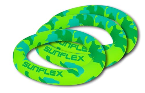 Sunflex® Tauchringe Camo Green 3er Set | Tauchspielzeug für Pool und Schwimmbad | Stehen senkrecht im Wasser | sehr weich | extrem robust und für Jede Altersgruppe von Sunflex