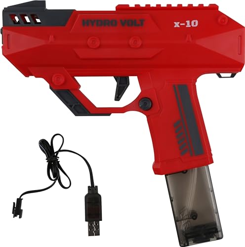 Sunflex® Wasserspritzpistole Typhoon Rot | elektrische Water Gun für Kinder & Erwachsene | Wasserpistole mit Elektropumpe | LED Licht | Reichweite ca. 2,5m & 100ml | Spielzeug für Sommer Pool Garten von Sunflex