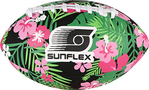 Sunflex Neopren American Football Tropical Flower | sehr griffig und lässt sich ideal Werfen und Fangen | Ball weich und leicht für den Strand und den Garten| extrem robust und für jede Altersgruppe von Sunflex