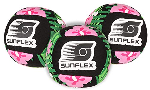 Sunflex Neopren Funbälle Tropical Flower | 3 Bälle zum Jonglieren Werfen Fangen Kicken | Ball weich und leicht für den Strand und den Garten| extrem robust und für Jede Altersgruppe von Sunflex