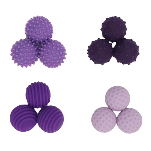 Silikon -Stress -Relief -Bälle, strukturierte handgefertigte sensorische Spielzeuge zur Entspannung und Stressabbau für Erwachsene Kinder Büroreisen 12 Stcs 0,9 Zoll (Violet) von Sunicon