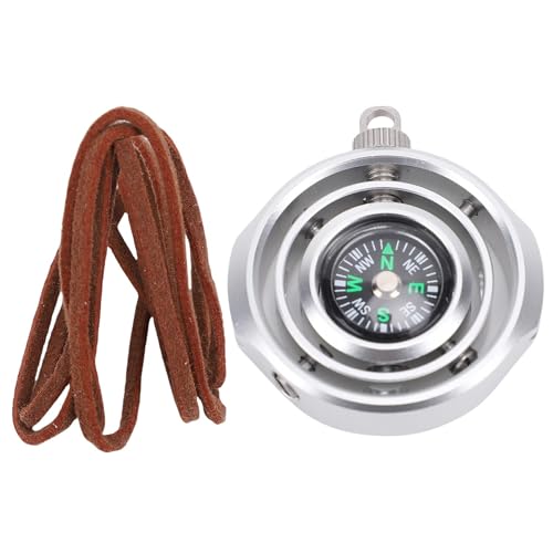 Sunicon Metall Fingerspitze Gyroskop, Erwachsene rotierende Metallspielzeug Rotatable Wählungsrelfer Fingerspitze rotierendes Spielzeug Aluminium Allo mit PU -Lederseil (Silver) von Sunicon